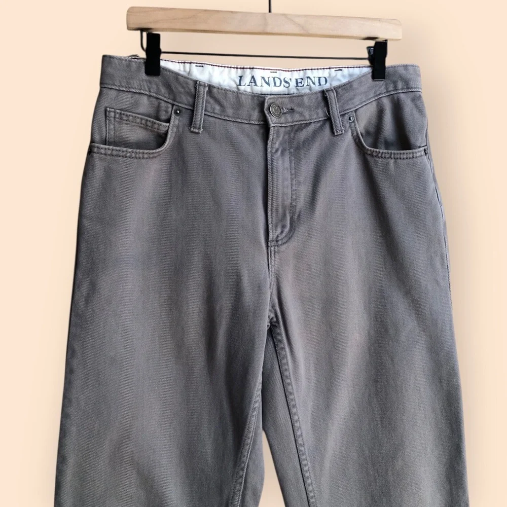 Lands’ End MENS Traditional Fit Stretch Jeans Light Grey Denim Pants MENS 32